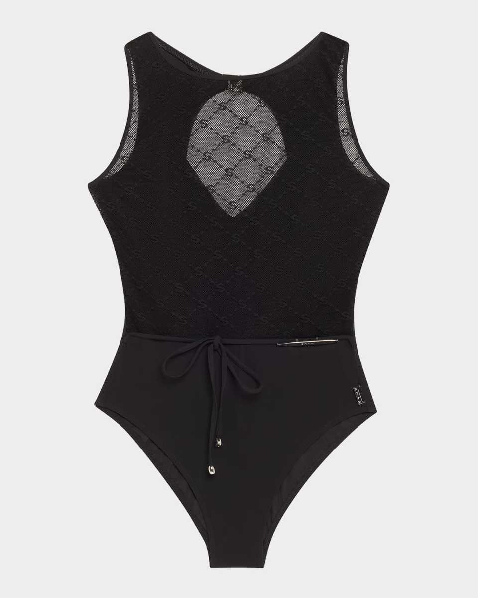 Mesh Belted One-Piece Swimsuit